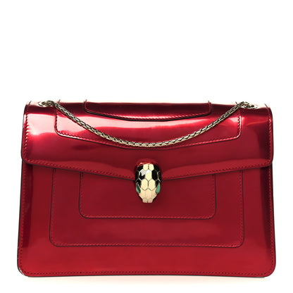 Bulgari Metallic Calfskin Serpenti Forever Shoulder Bag Red 1 of 12