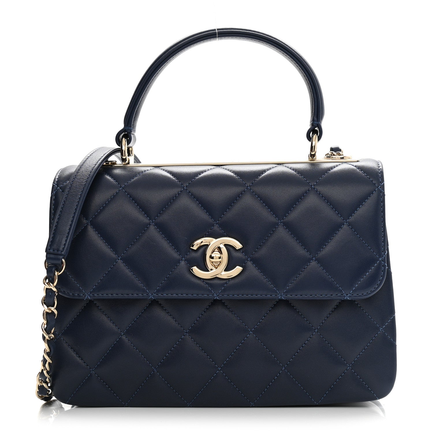 Chanel Lambskin Quilted Small Trendy CC Flap Dual Handle Bag Navy 1 of 9