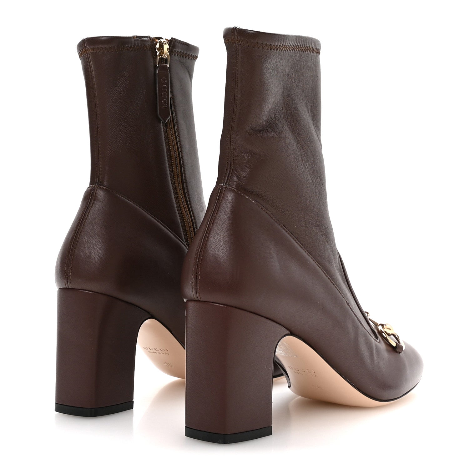 Gucci Nappa Horsebit Ankle Boots 38 New Chocolate 5 of 8