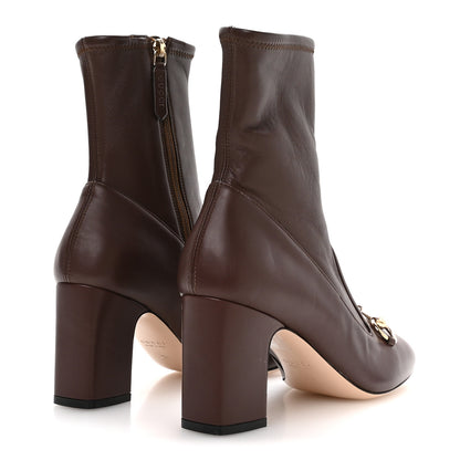 Gucci Nappa Horsebit Ankle Boots 38 New Chocolate 5 of 8