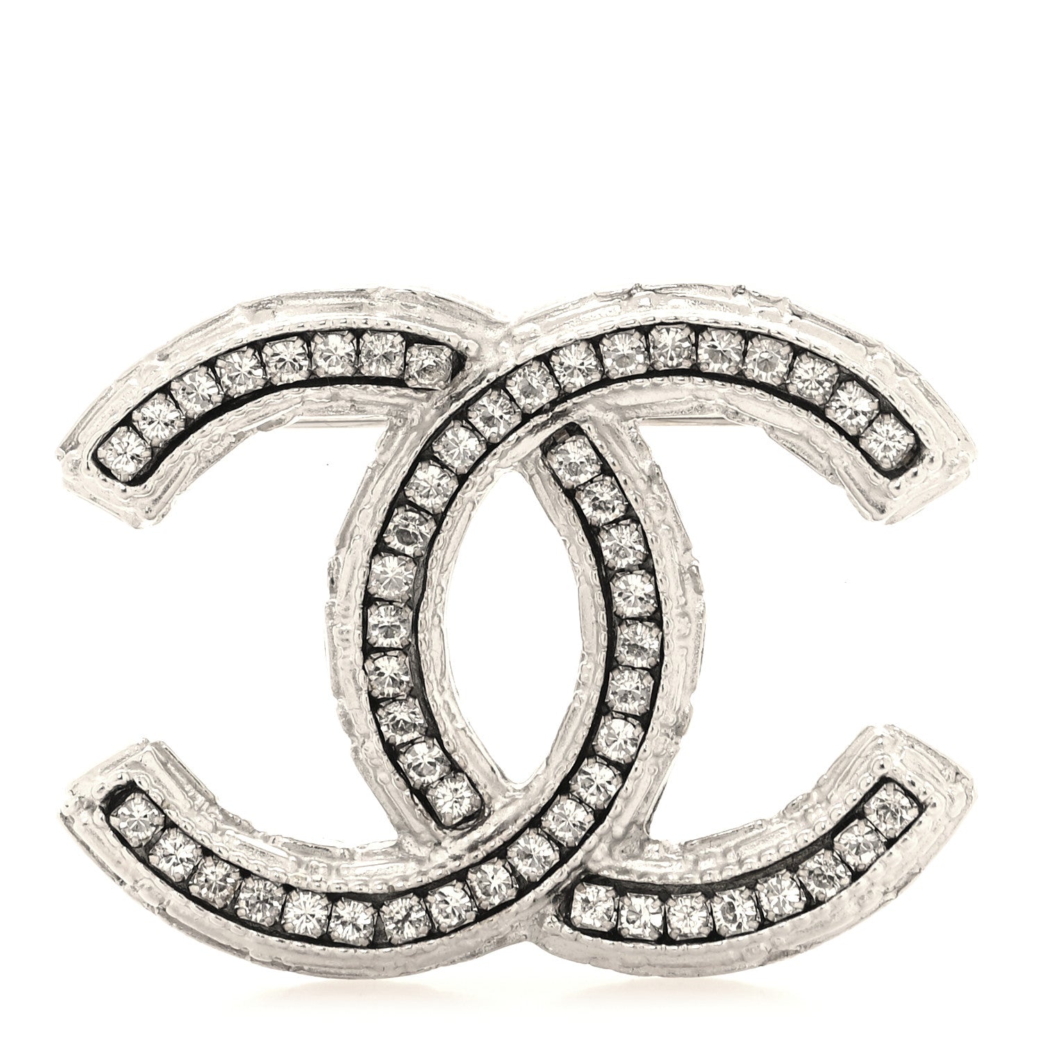 Chanel Crystal CC Brooch Silver 1 of 3