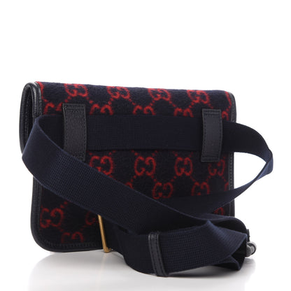 Gucci Covered Wool GG Monogram Slim Belt Bag Navy Red 3 of 10