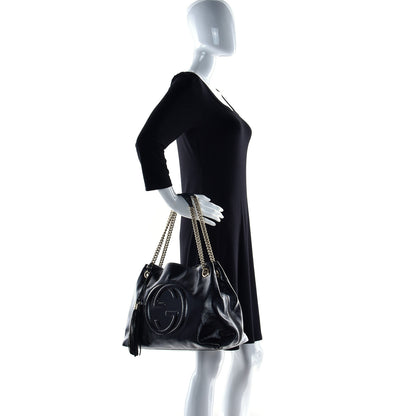 Gucci Patent Medium Soho Chain Shoulder Bag Black 2 of 10