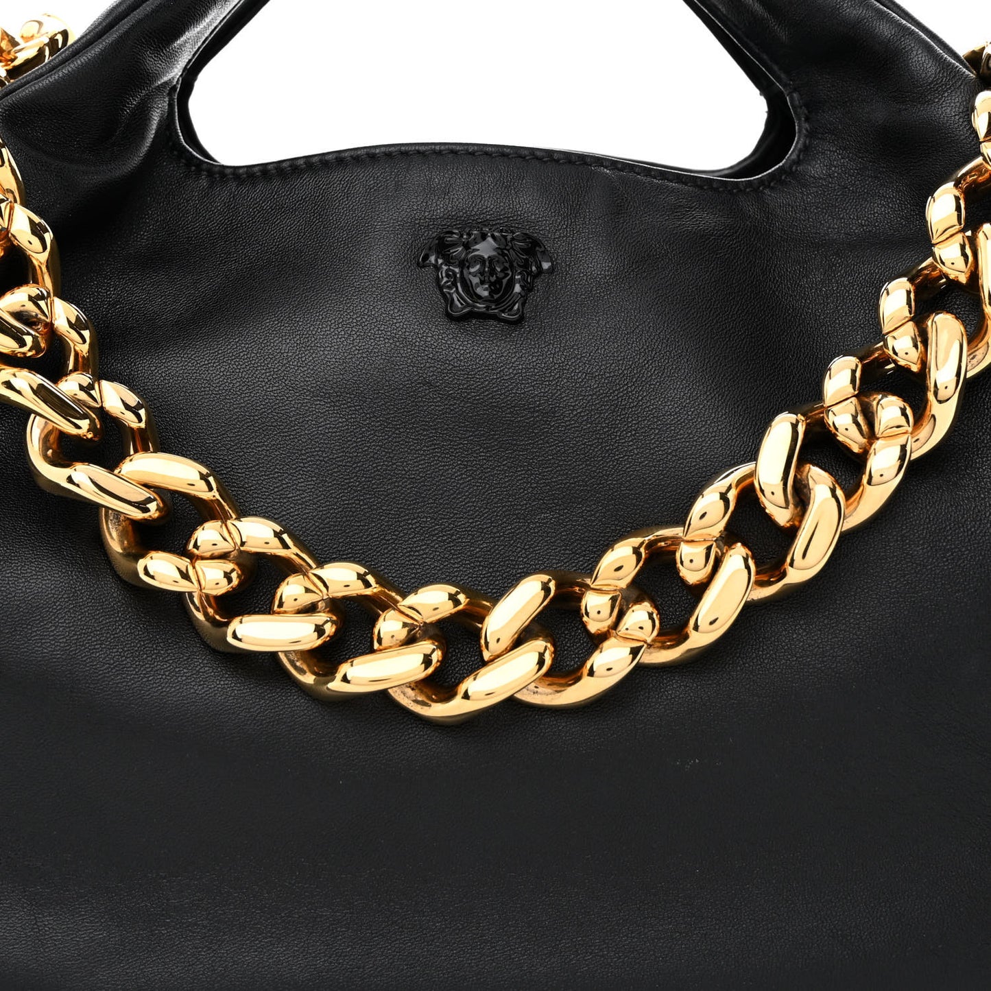 Nappa Medusa Chain Shoulder Bag Black