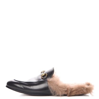 Gucci Calfskin Fur Mens Princetown Slippers 7.5 Black 1 of 14