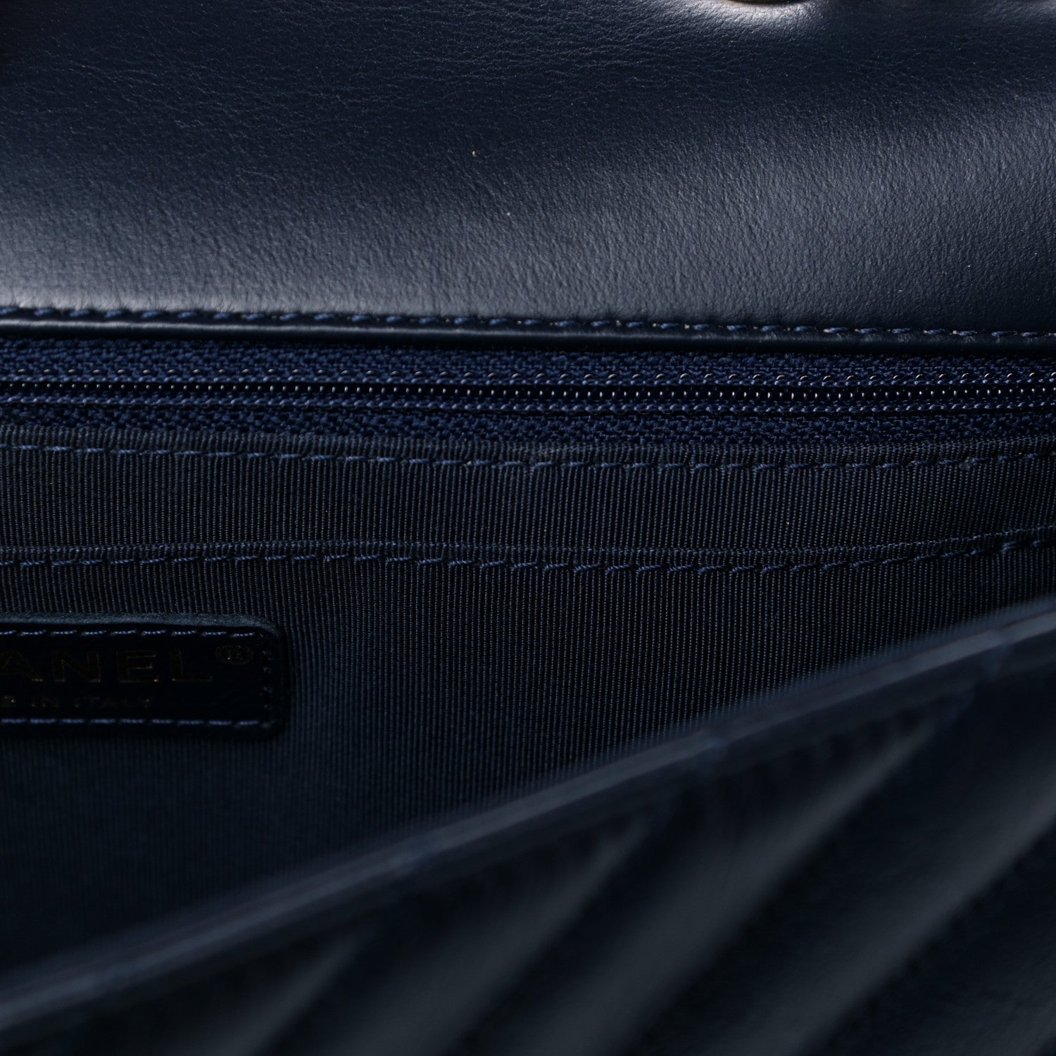 Chanel Calfskin Chevron Quilted Medium Statement Flap Navy Blue 17 of 22