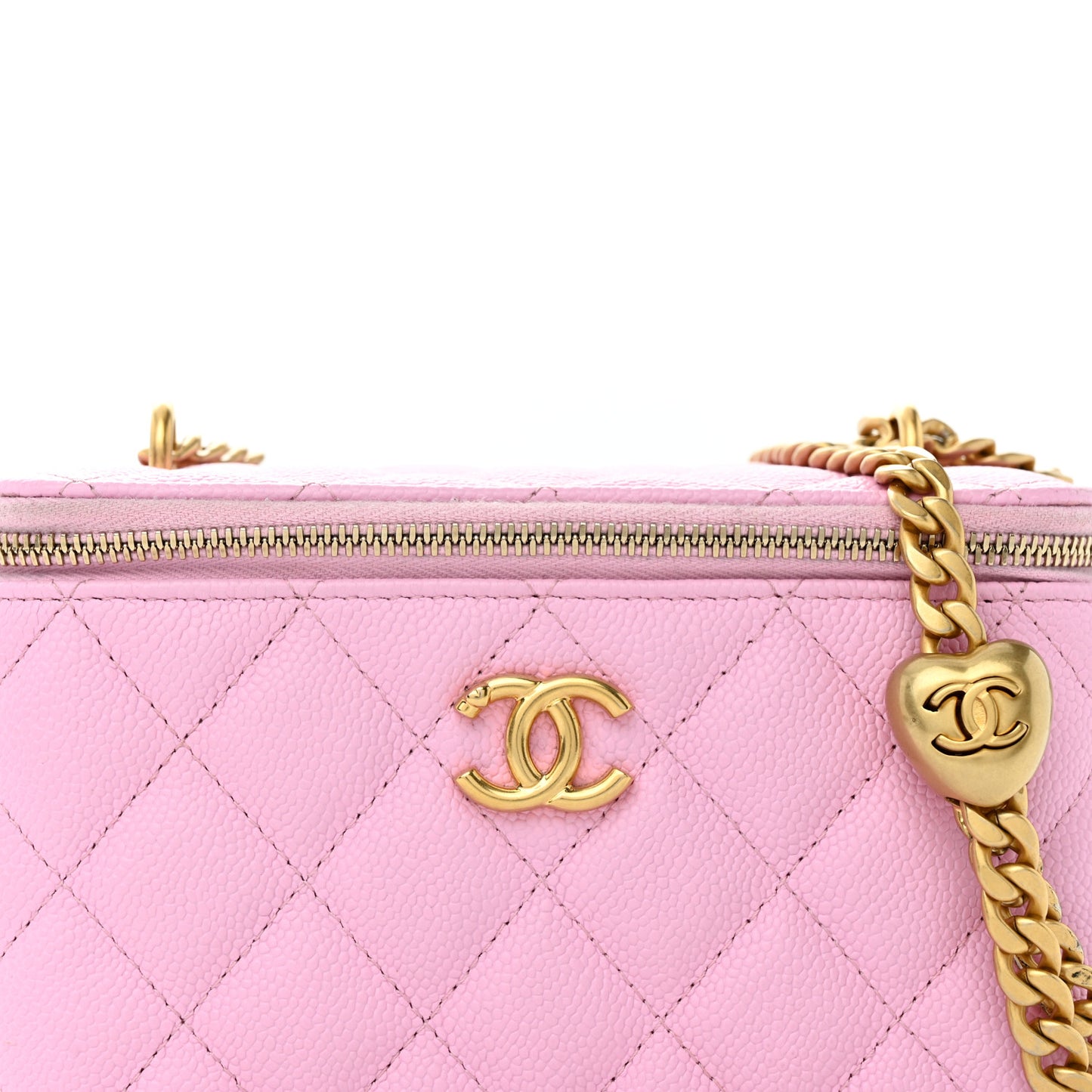 Caviar Quilted Sweetheart Vanity Case Pink