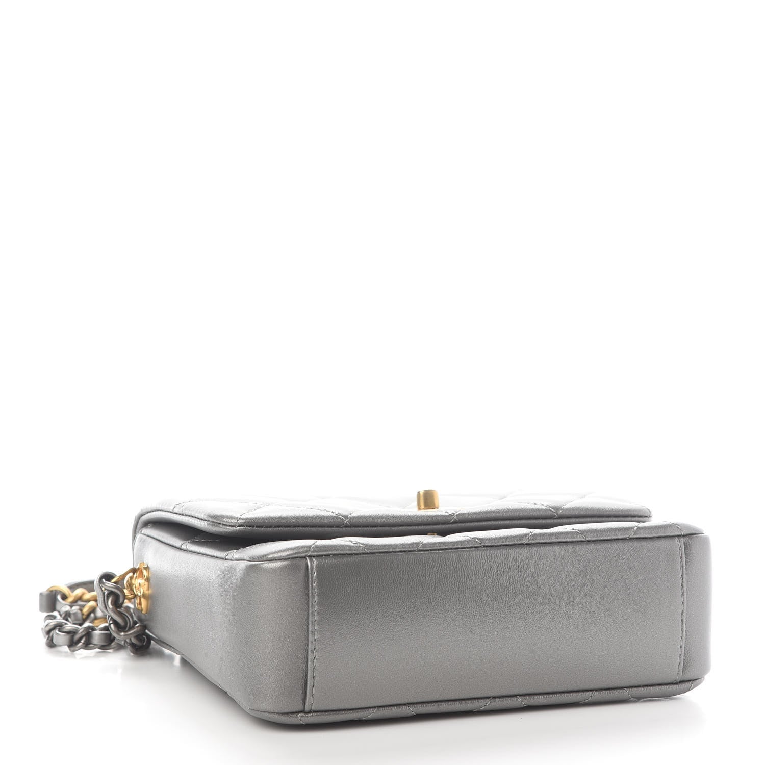 Chanel Metallic Lambskin Quilted Small Side Note Flap Grey 4 of 10