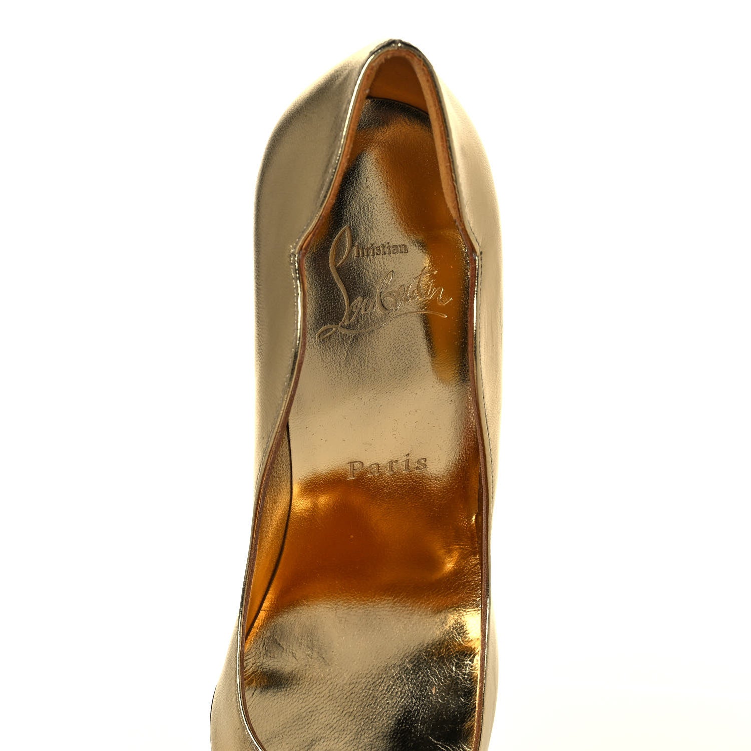 Christian Louboutin Metallic Calfskin Hot Chick 100 Pumps 35.5 Gold 7 of 8