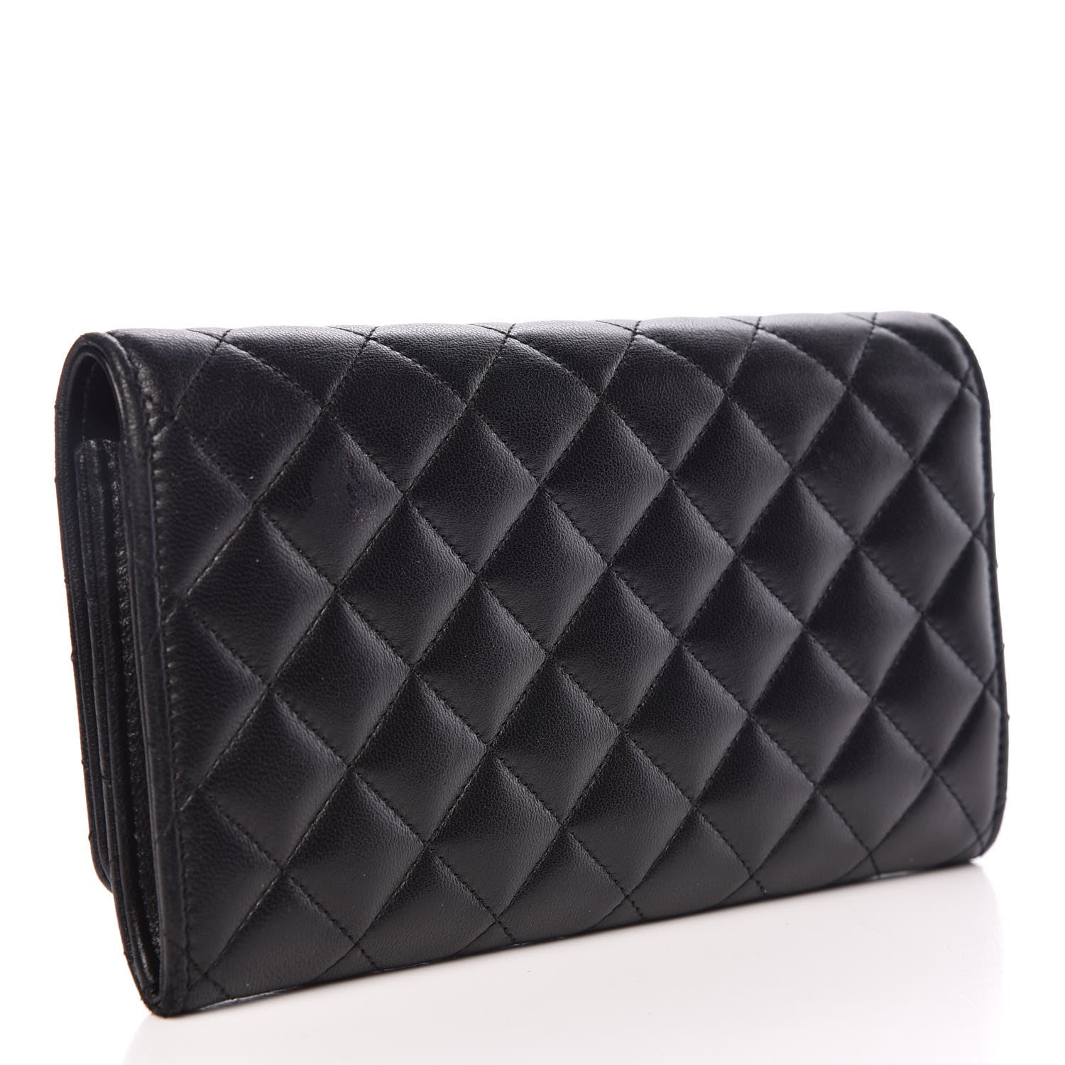 Chanel Lambskin Quilted Large Diamond CC Flap Wallet Black 3 of 14