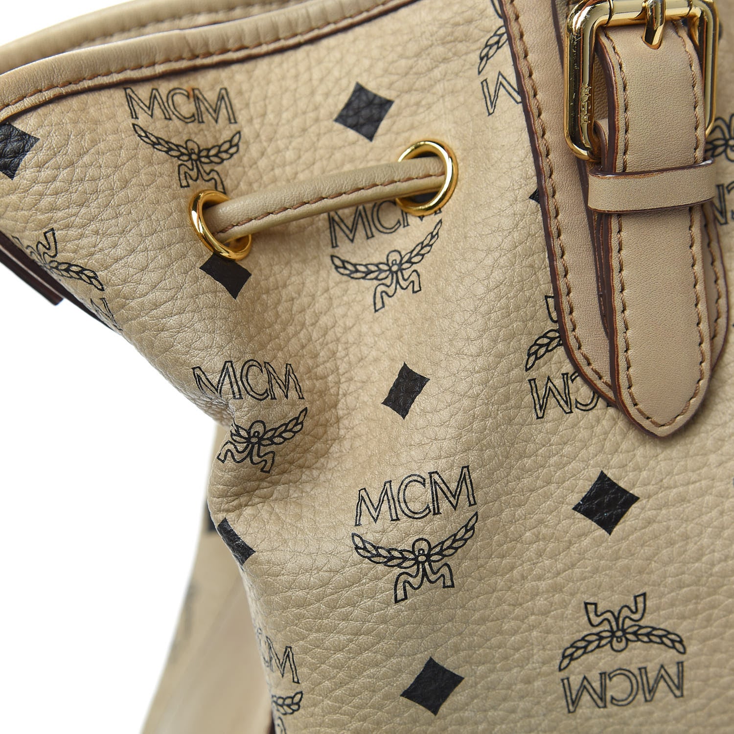 MCM Visetos Medium Drawstring Shopper Beige 12 of 12