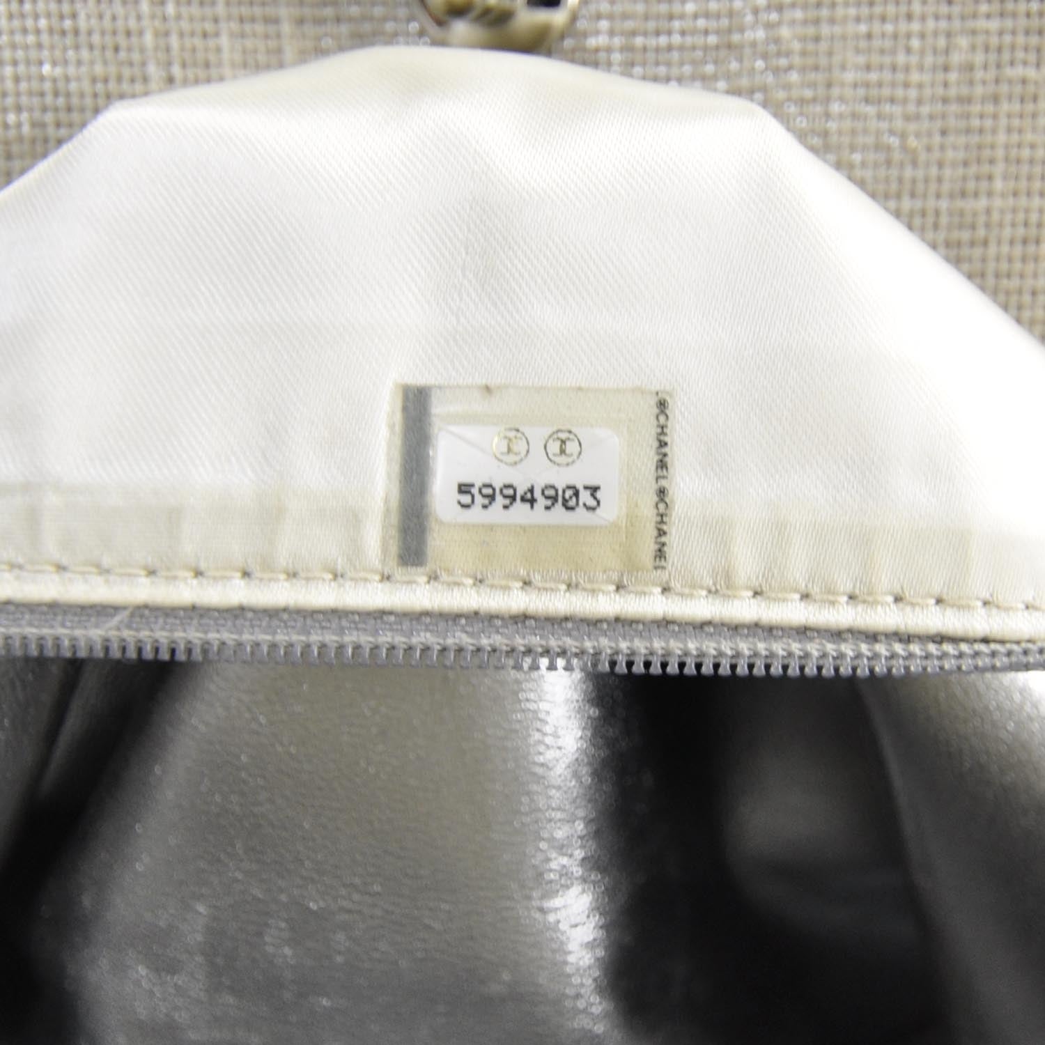 Chanel Metallic Linen Shoulder Bag Silver 8 of 11