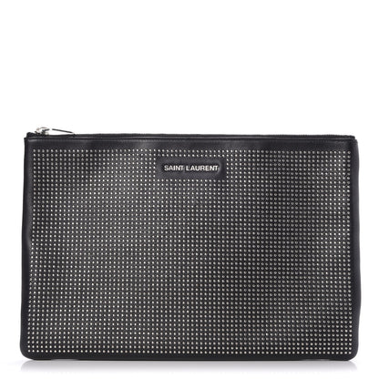 Saint Laurent Calfskin Studded Letters Zipped Clutch Black 1 of 7