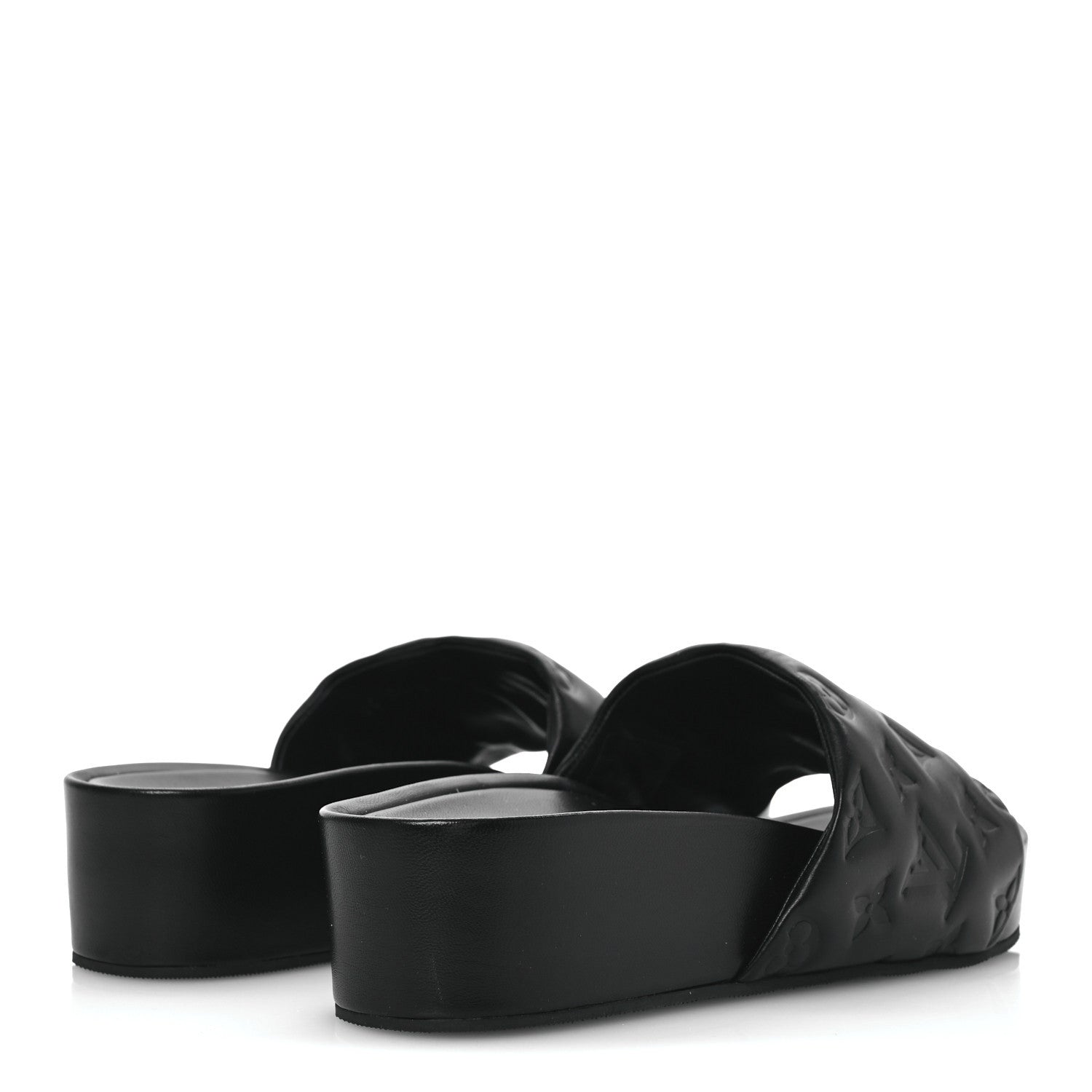 Louis Vuitton Lambskin Embossed Monogram Jumbo Flatform Mule Sandals 40 Black 5 of 12