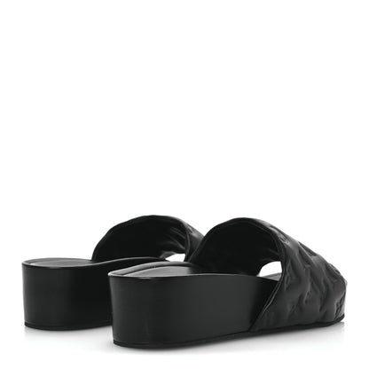 Louis Vuitton Lambskin Embossed Monogram Jumbo Flatform Mule Sandals 40 Black 5 of 12