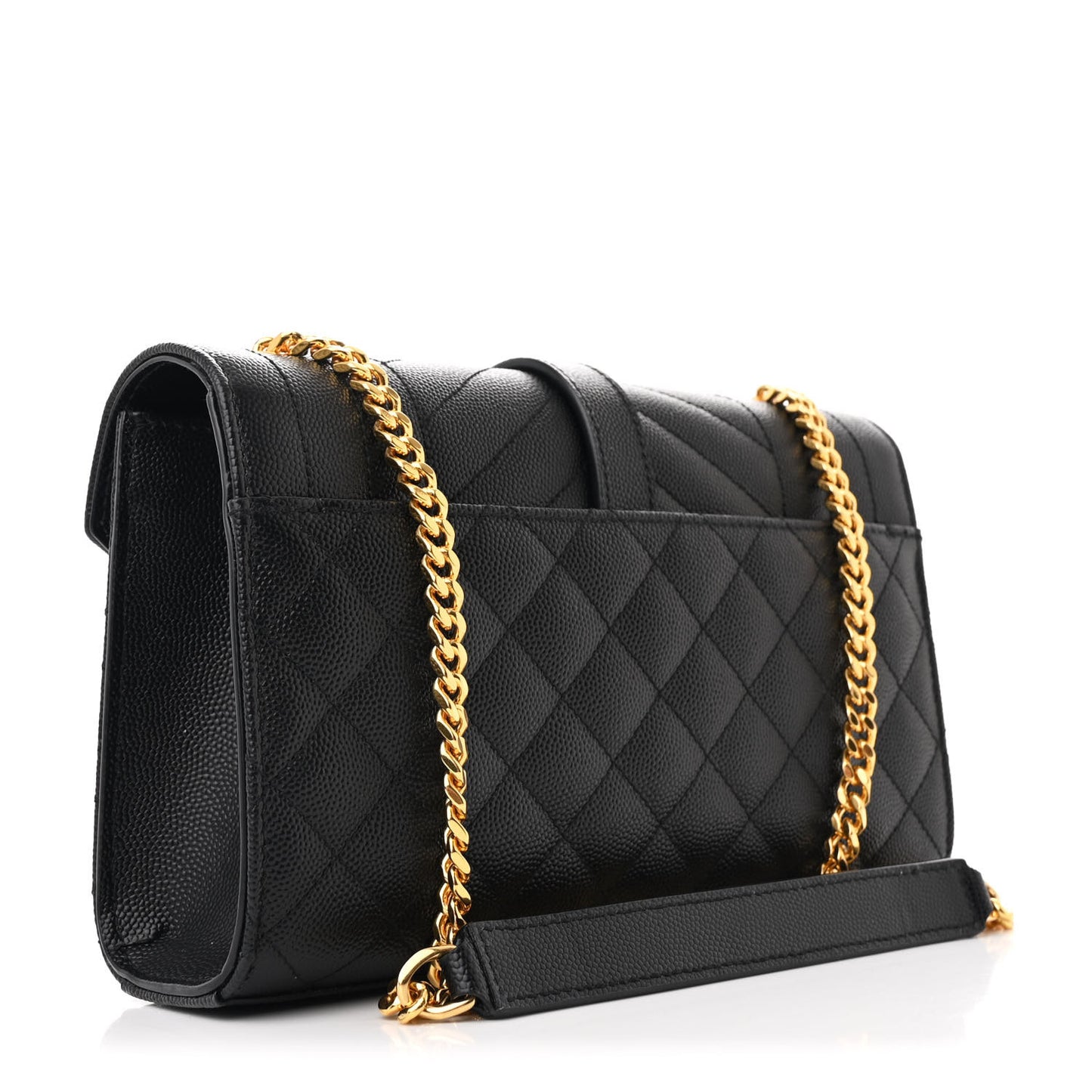 Grain De Poudre Textured Mixed Matelasse Triquilt Small Monogram Satchel Black