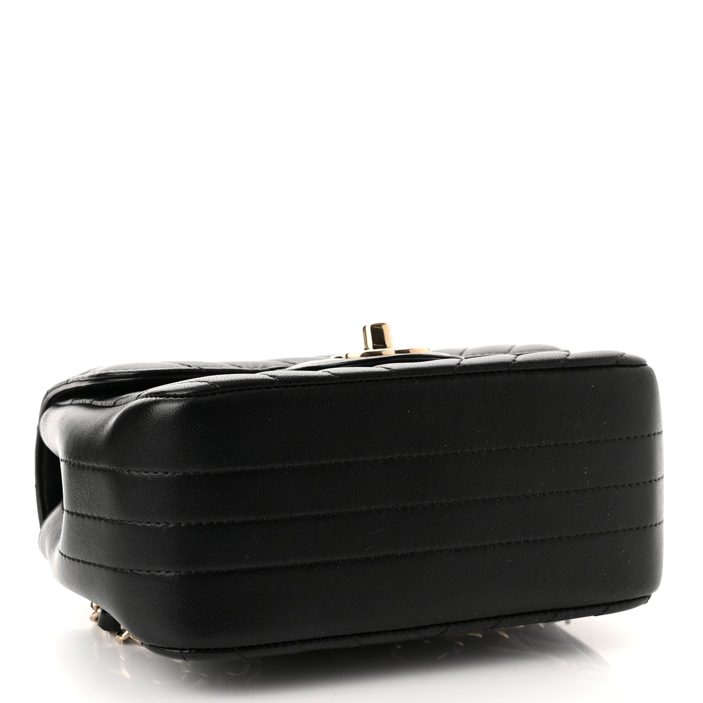 Lambskin Chevron Quilted Mini Square Flap Black