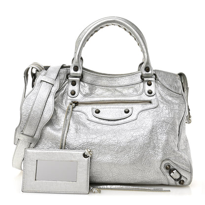 Balenciaga Metallic Agneau Classic Hardware Velo Gris Aluminum 3 of 11