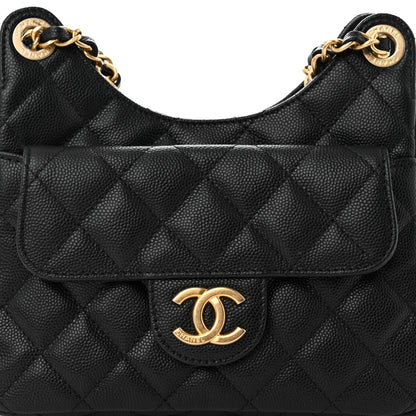 Chanel Caviar Quilted Small Wavy CC Hobo Black 9 of 12