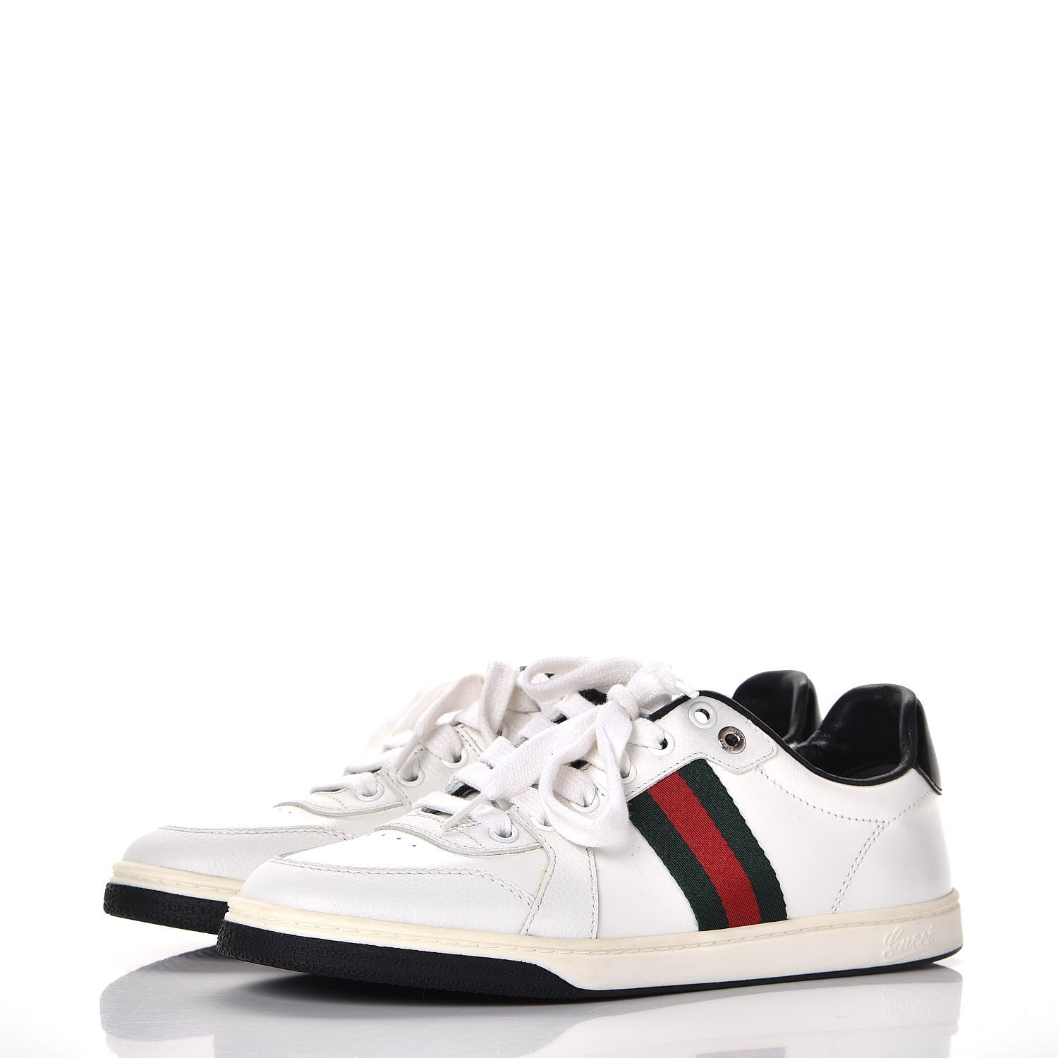 Gucci Calfskin Web Sneakers 37.5 White 3 of 9