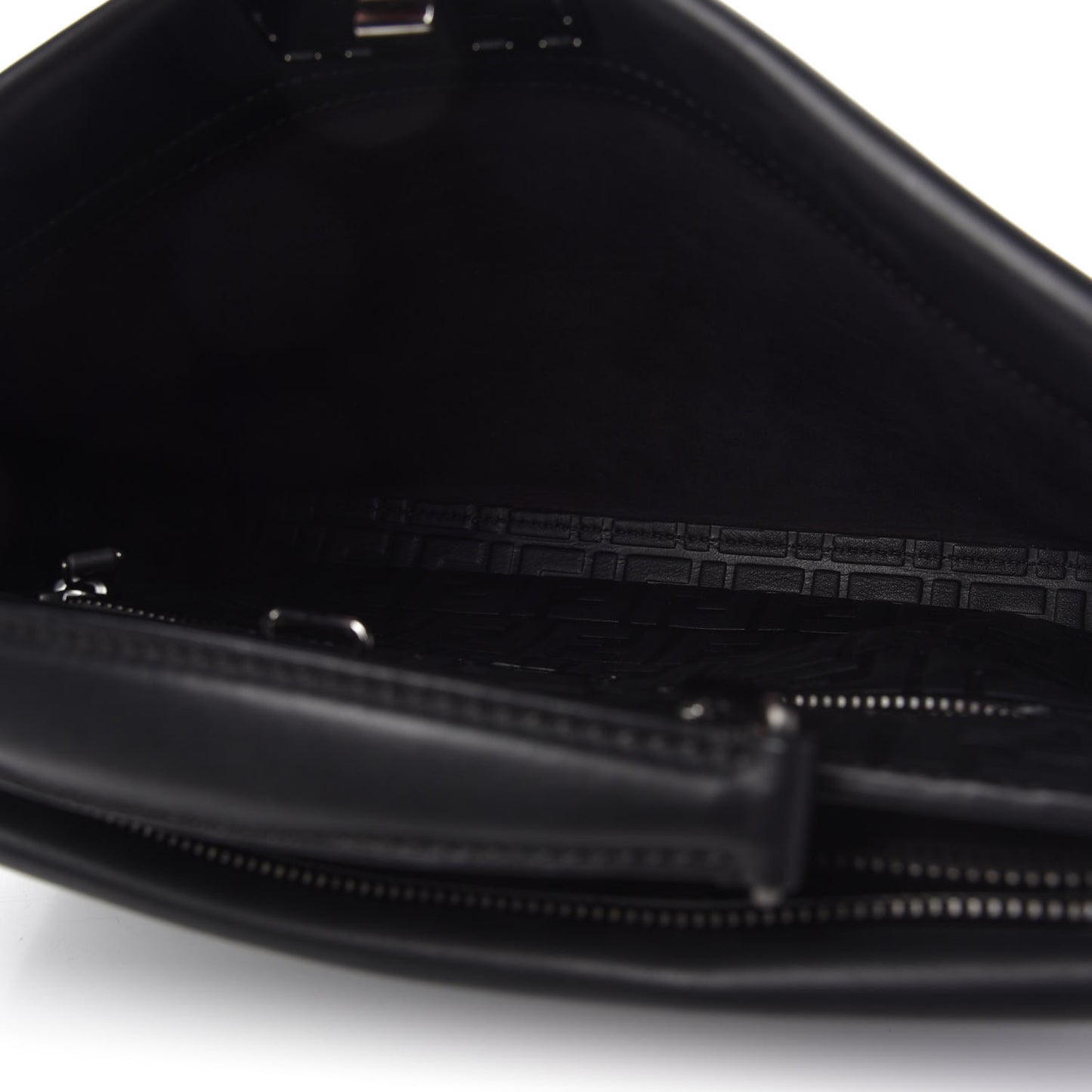 Vitello Grace FF 1974 Embossed Large Peekaboo Iconic Fit Satchel Black