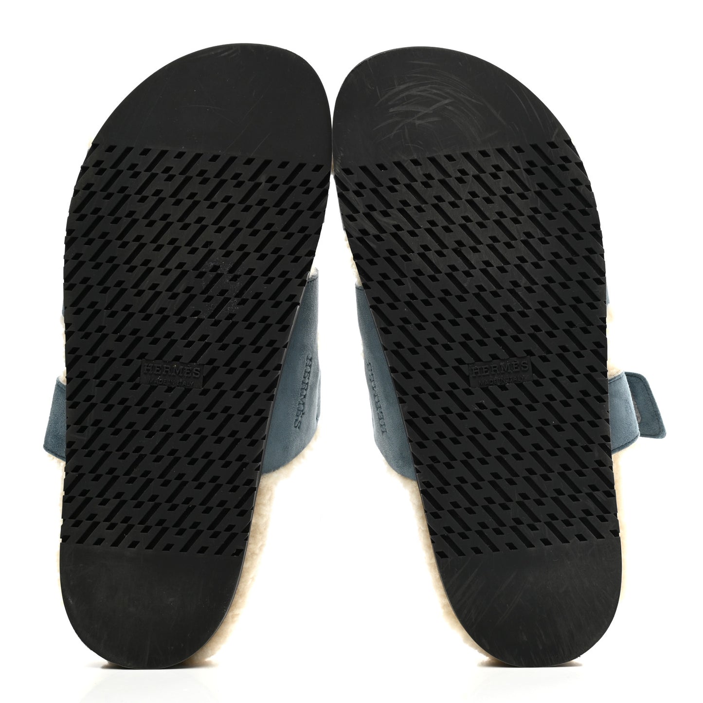 Suede Goatskin Woolskin Womens Chypre Sandals 40.5 Bleu Pinede Ecru