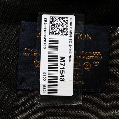 Louis Vuitton Silk Lurex Wool So Shine Monogram Shawl Black 3 of 3