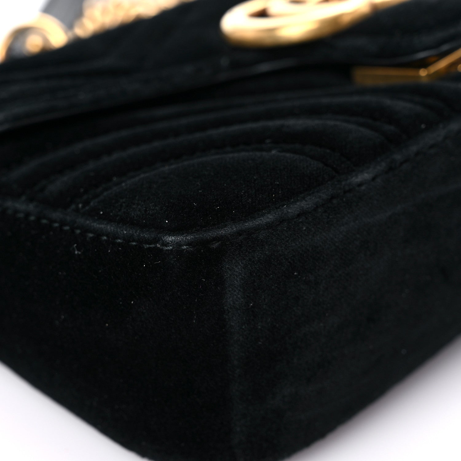 Gucci Velvet Matelasse Mini GG Marmont Shoulder Bag Black 8 of 11