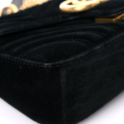 Gucci Velvet Matelasse Mini GG Marmont Shoulder Bag Black 8 of 11