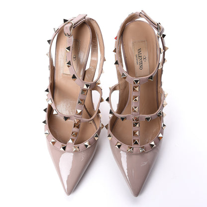 Valentino Garavani Patent Nappa Rockstud Ankle Strap 100mm Pumps 37 Poudre 5 of 11