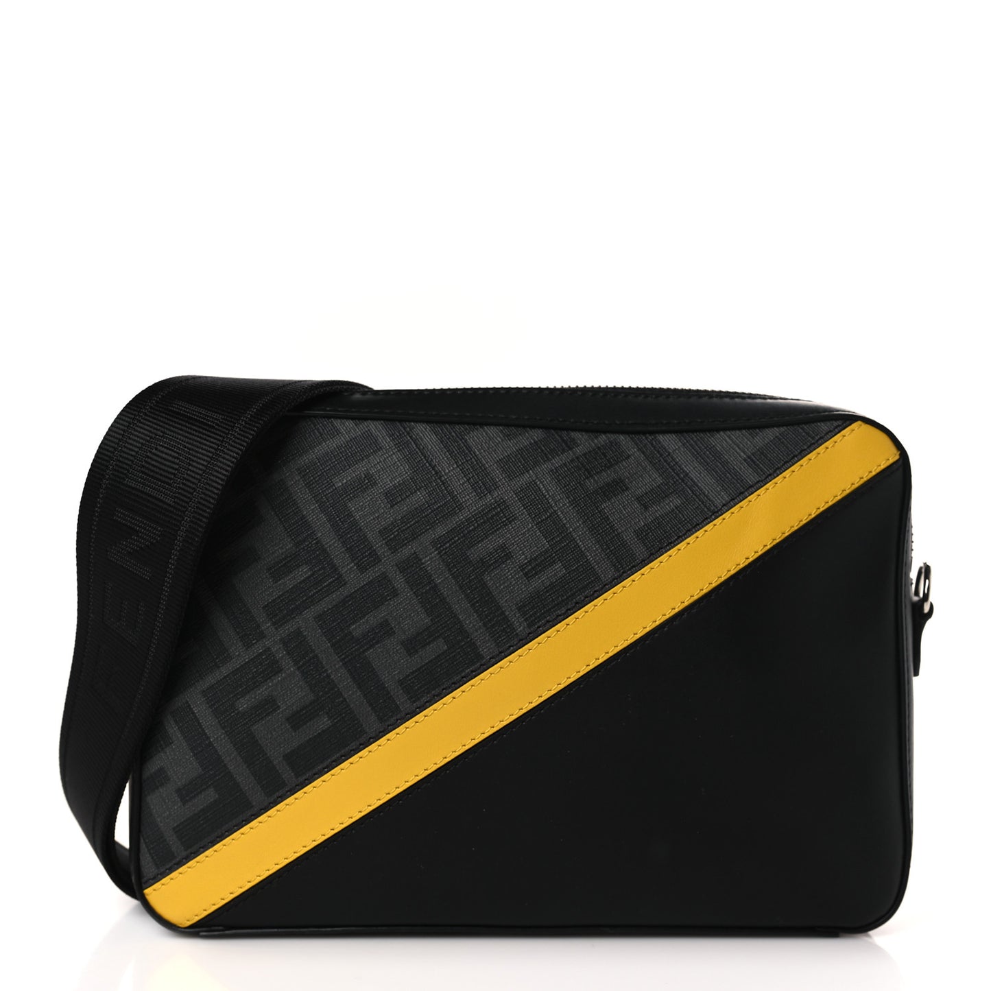 Glazed Fabric Vitello Liberty FF 1974 Diagonal Medium Camera Case Black Sunflower