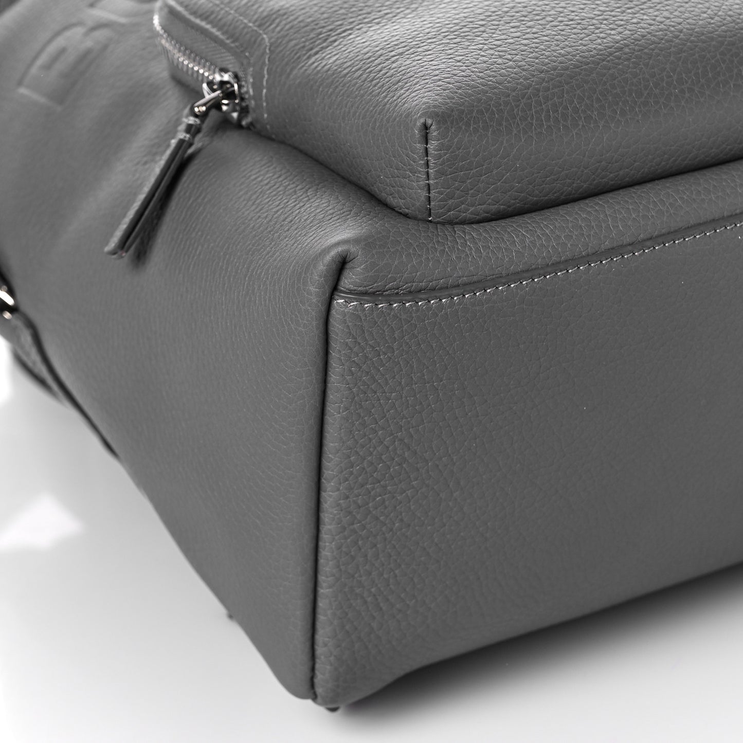 Pebbled Calfskin Abbeydale Simple Backpack Charcoal Gray