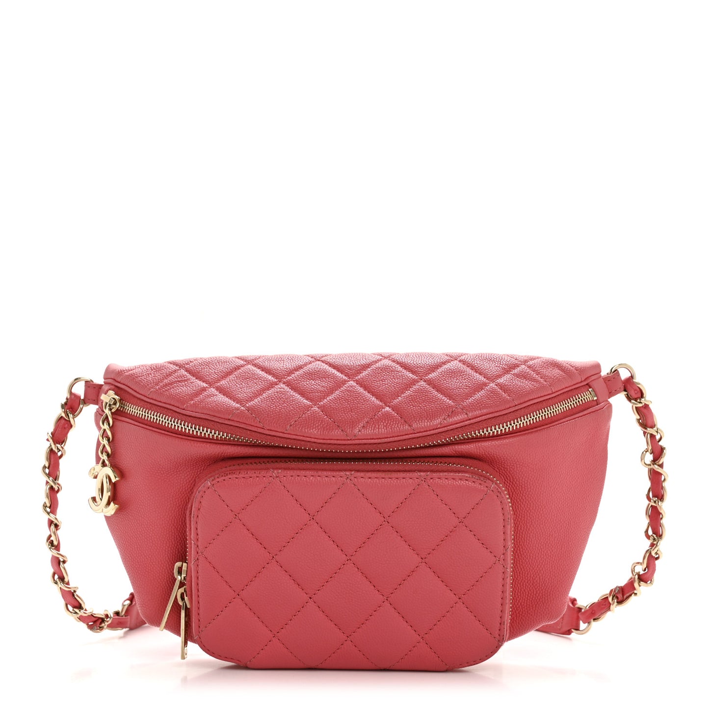 Caviar Quilted Business Affinity Waist Belt Bag Pink