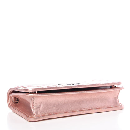 Prada Metallic Nappa Mini Impunture Diagramme Chain Crossbody Bag Rosa Mordore 4 of 12