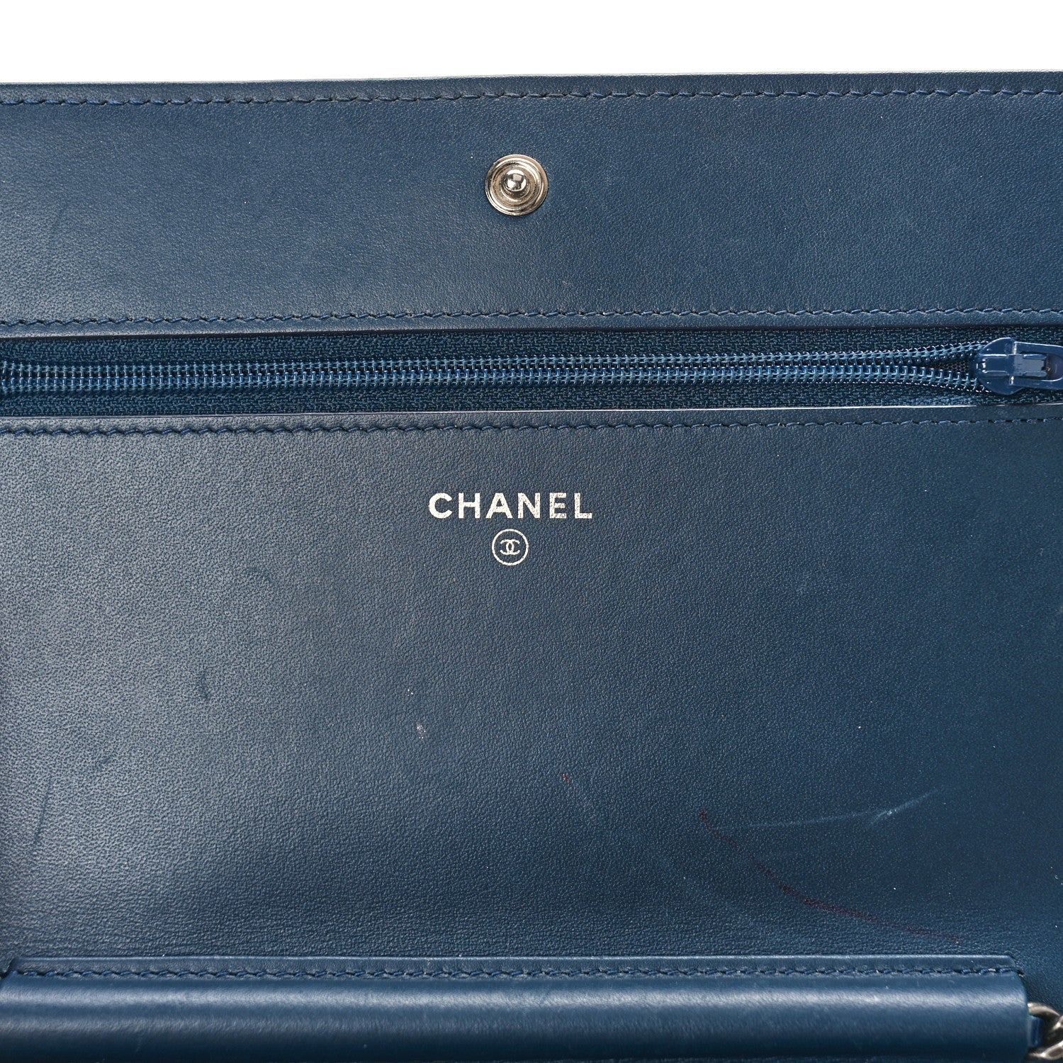 Chanel Glazed Calfskin Quilted Coco Boy Wallet On Chain WOC Blue 6 of 10