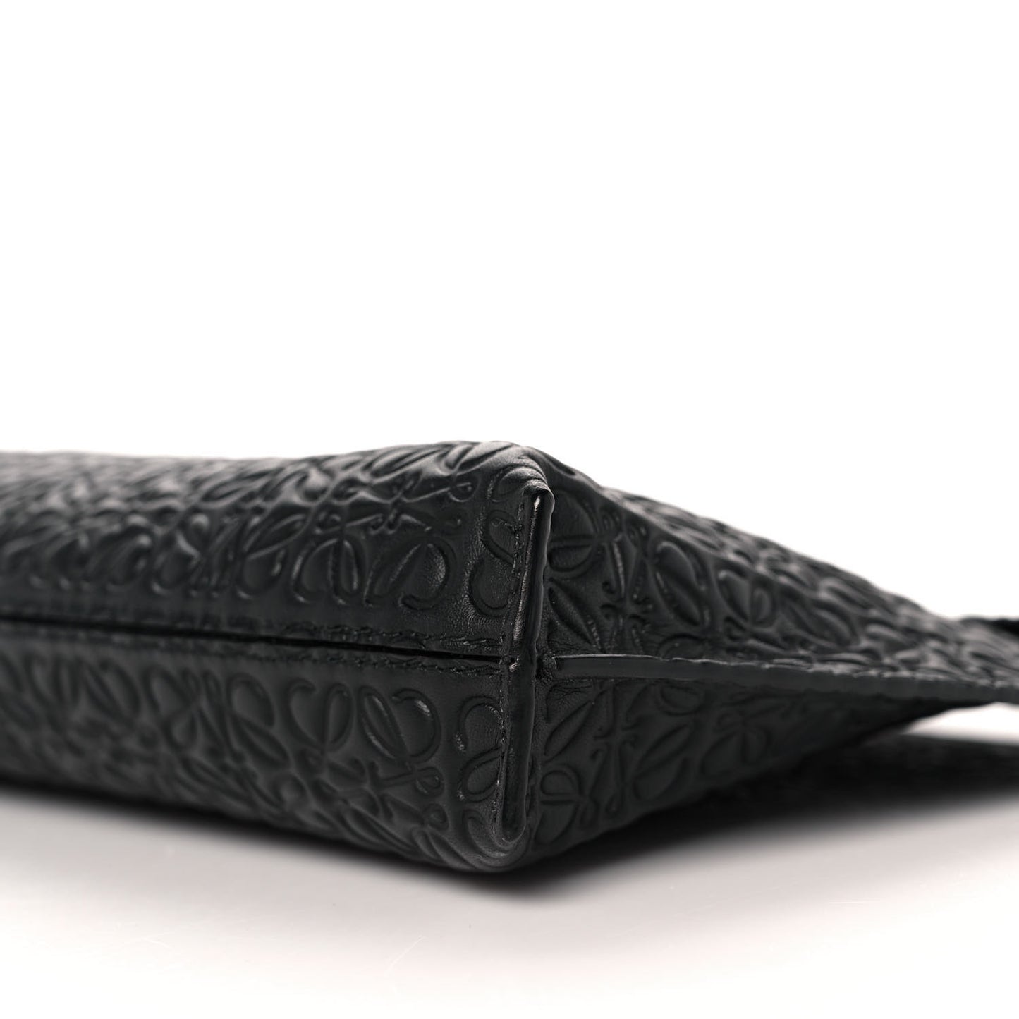 Calfskin Embossed Medium Repeat T Pouch Black