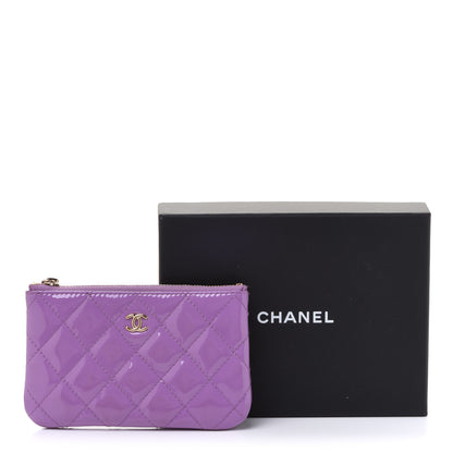 Chanel Patent Quilted Small Cosmetic Case Purple 9 of 9