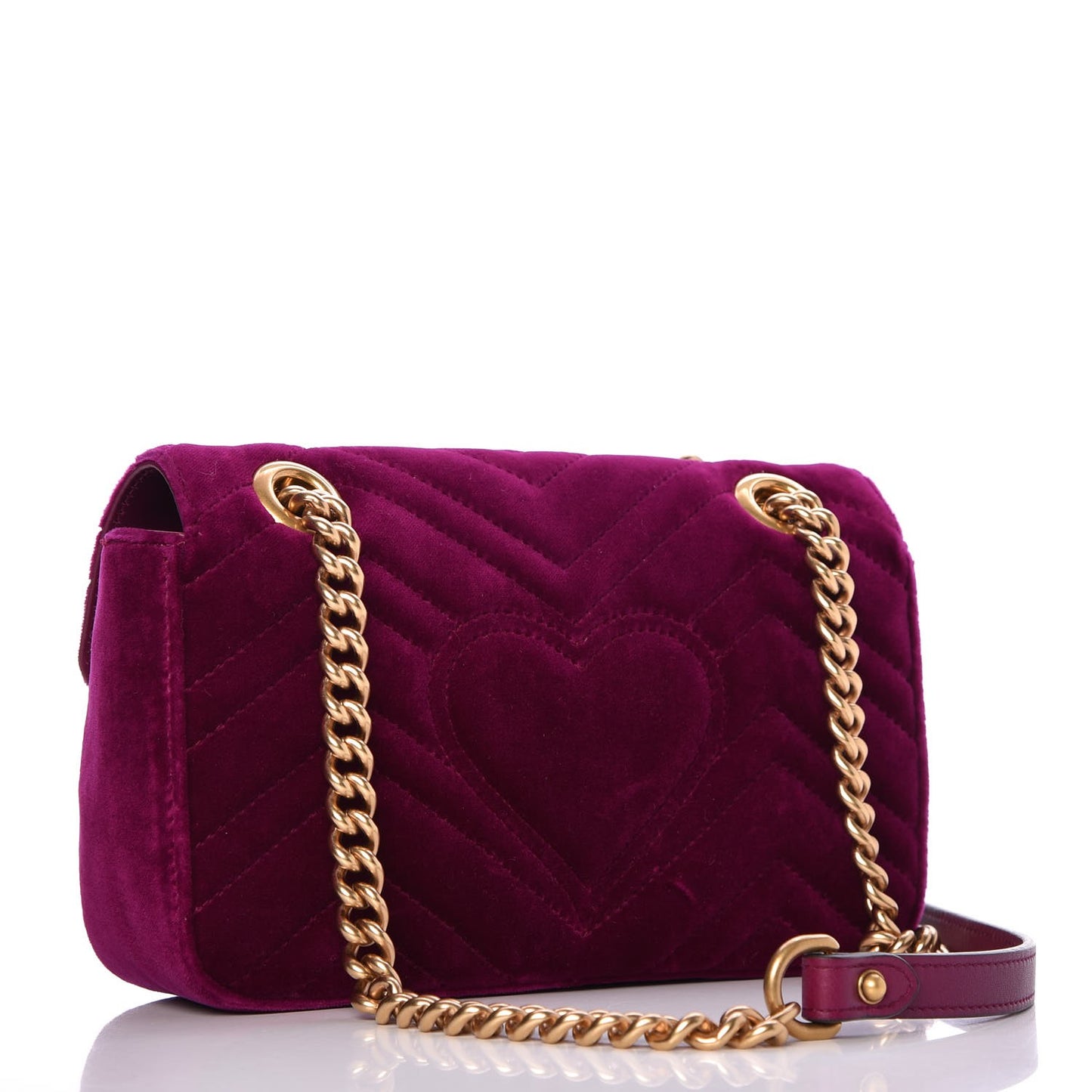 Velvet Matelasse Mini GG Marmont Shoulder Bag Fuchsia Violet Cyclamen