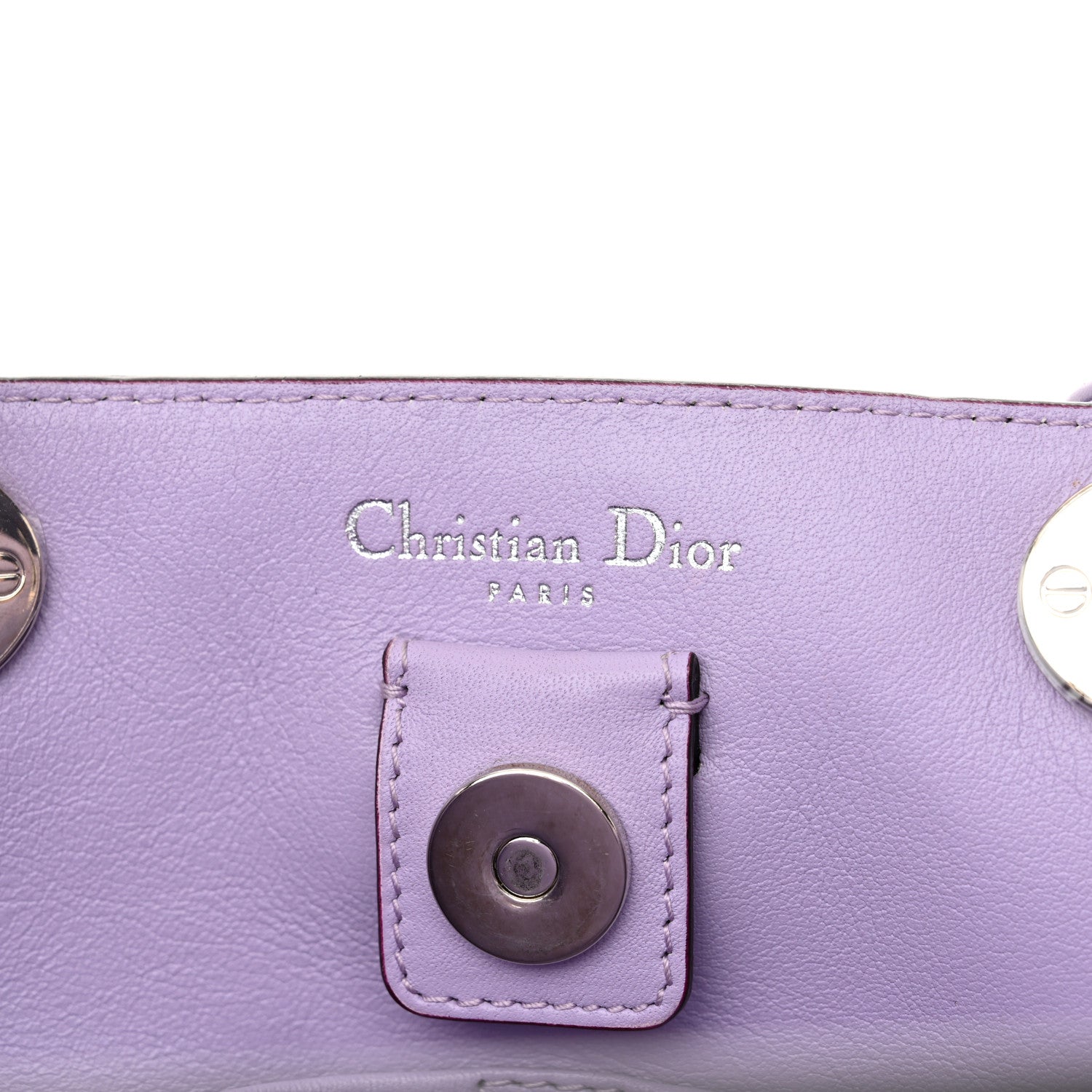 Christian Dior Calfskin Snakeskin Medium Diorissimo Tote Navy Purple Silver 7 of 12