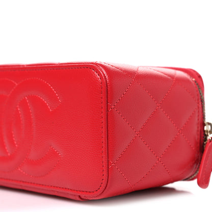 Chanel Caviar Quilted Small Vanity Case With Chain Red 10 of 10