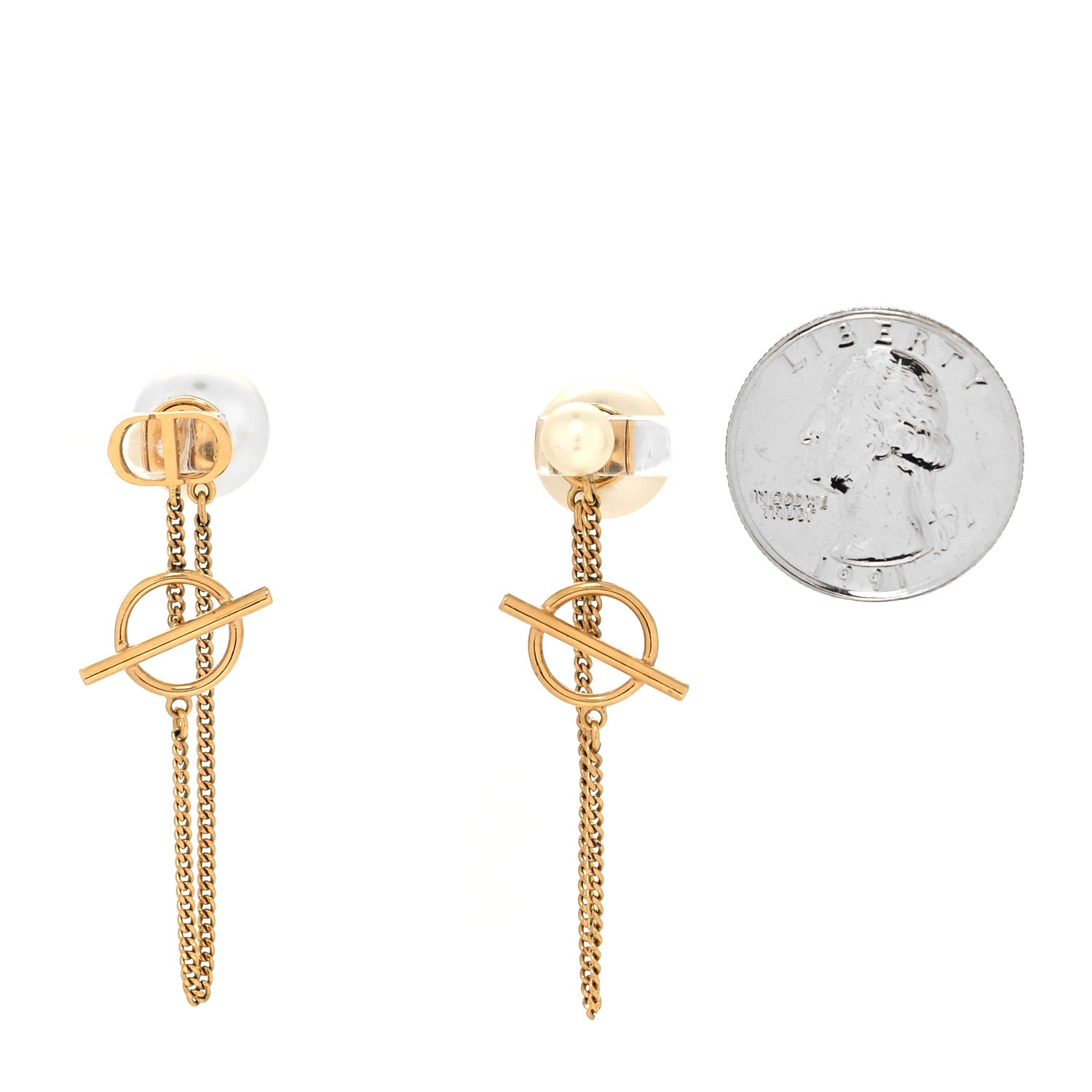 Christian Dior Pearl Tribales Earrings Gold White 2 of 4