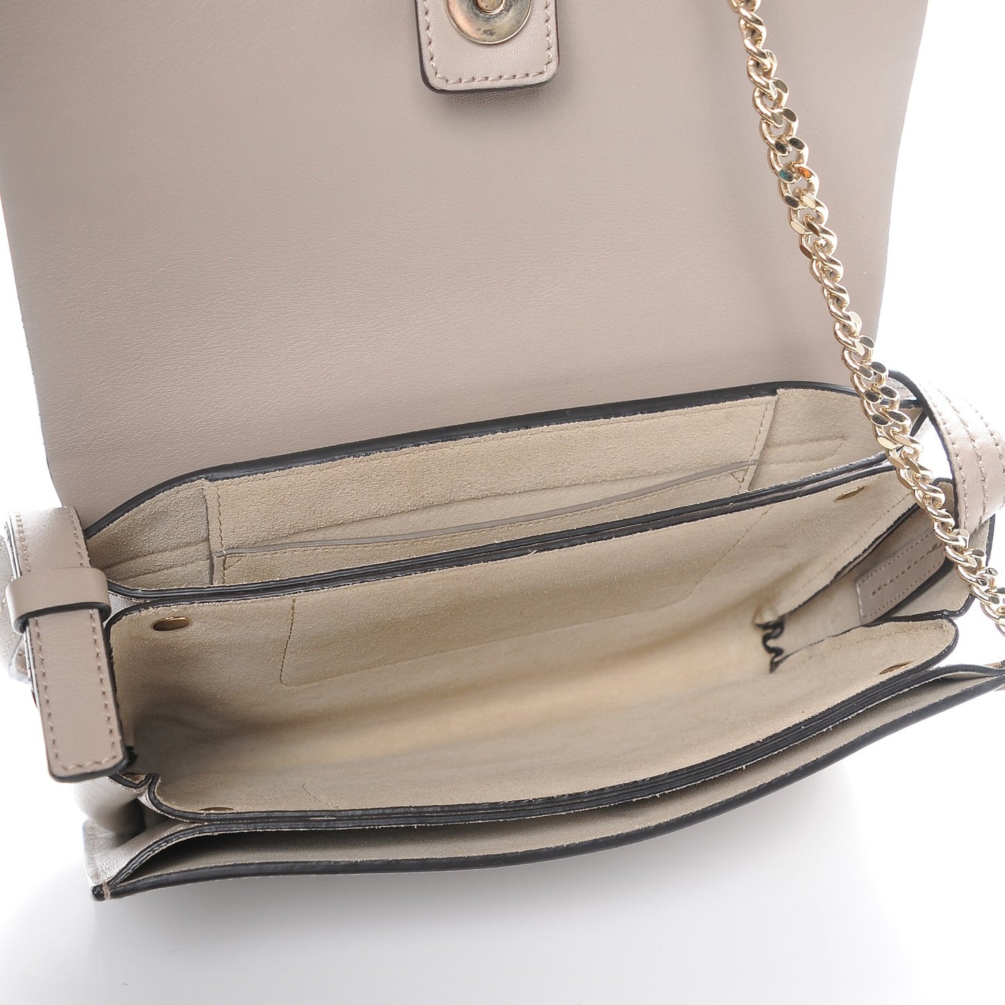 Suede Calfskin Small Faye Shoulder Bag Motty Grey