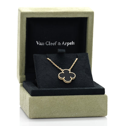Van Cleef & Arpels 18K Yellow Gold Black Onyx Vintage Alhambra Pendant Necklace 5 of 5