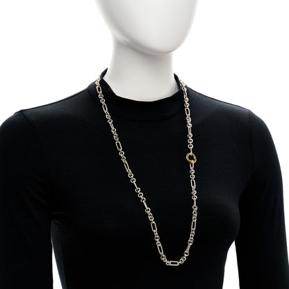 David Yurman Sterling Silver 18K Yellow Gold Cable Figaro Long Necklace 2 of 4