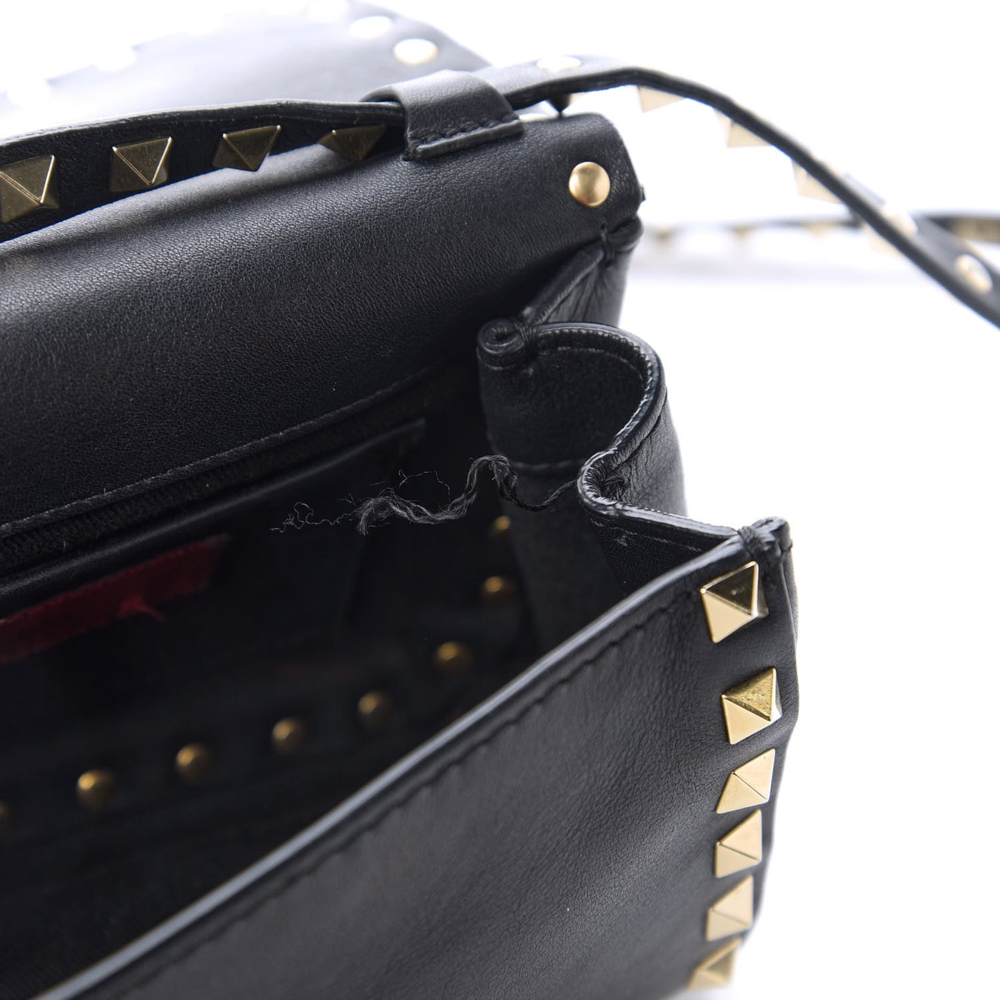 Vitello Mini Rockstud Flap Saddle Crossbody Bag Black