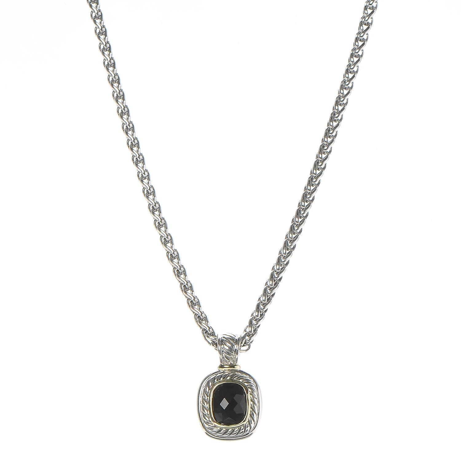 David Yurman Sterling Silver 14K Yellow Gold Black Onyx Albion Pendant Necklace 1 of 11