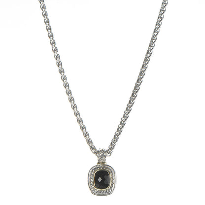 David Yurman Sterling Silver 14K Yellow Gold Black Onyx Albion Pendant Necklace 1 of 11