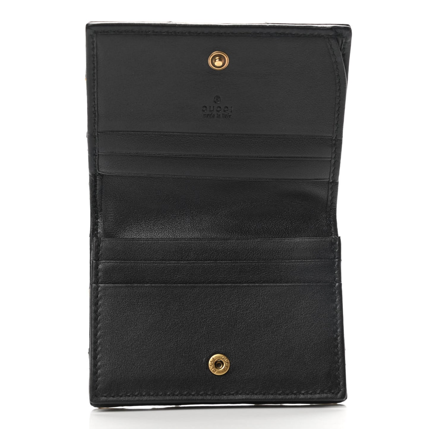 Calfskin Matelasse GG Marmont Card Case Black White