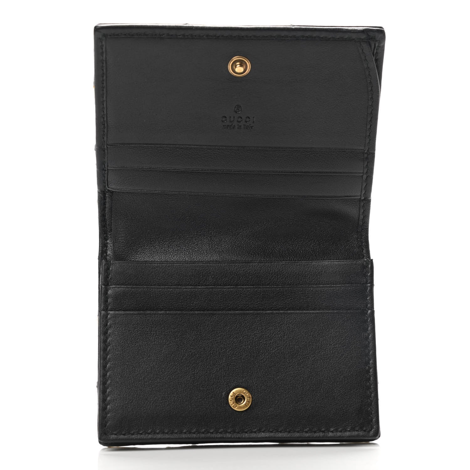 Gucci Calfskin Matelasse GG Marmont Card Case Black White 5 of 7