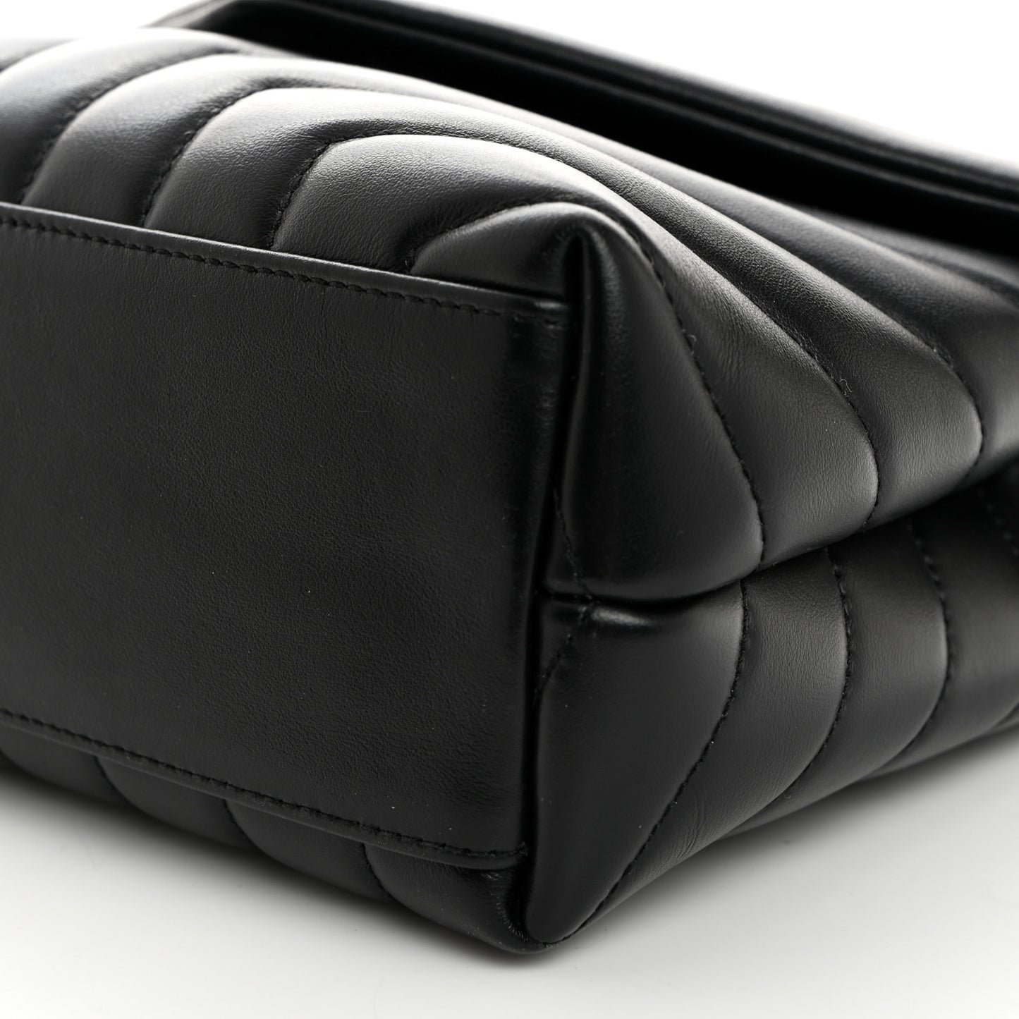 Calfskin Y Quilted Monogram Monochrome Small Loulou Chain Satchel Black